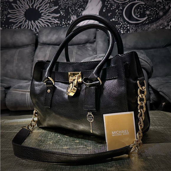 Michael Kors Black and Gold Satchel with Structured Design - Picture 17 of 17